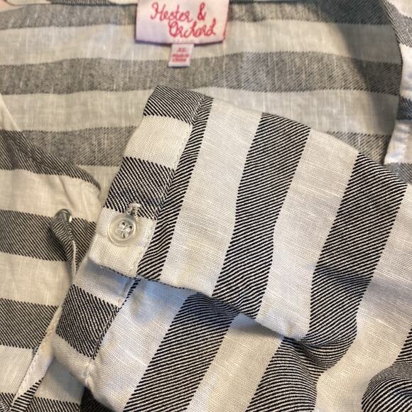 Hester & Orchard Gray & White Linen/Cotton Blend Tunic Top XL - Picture 4 of 6